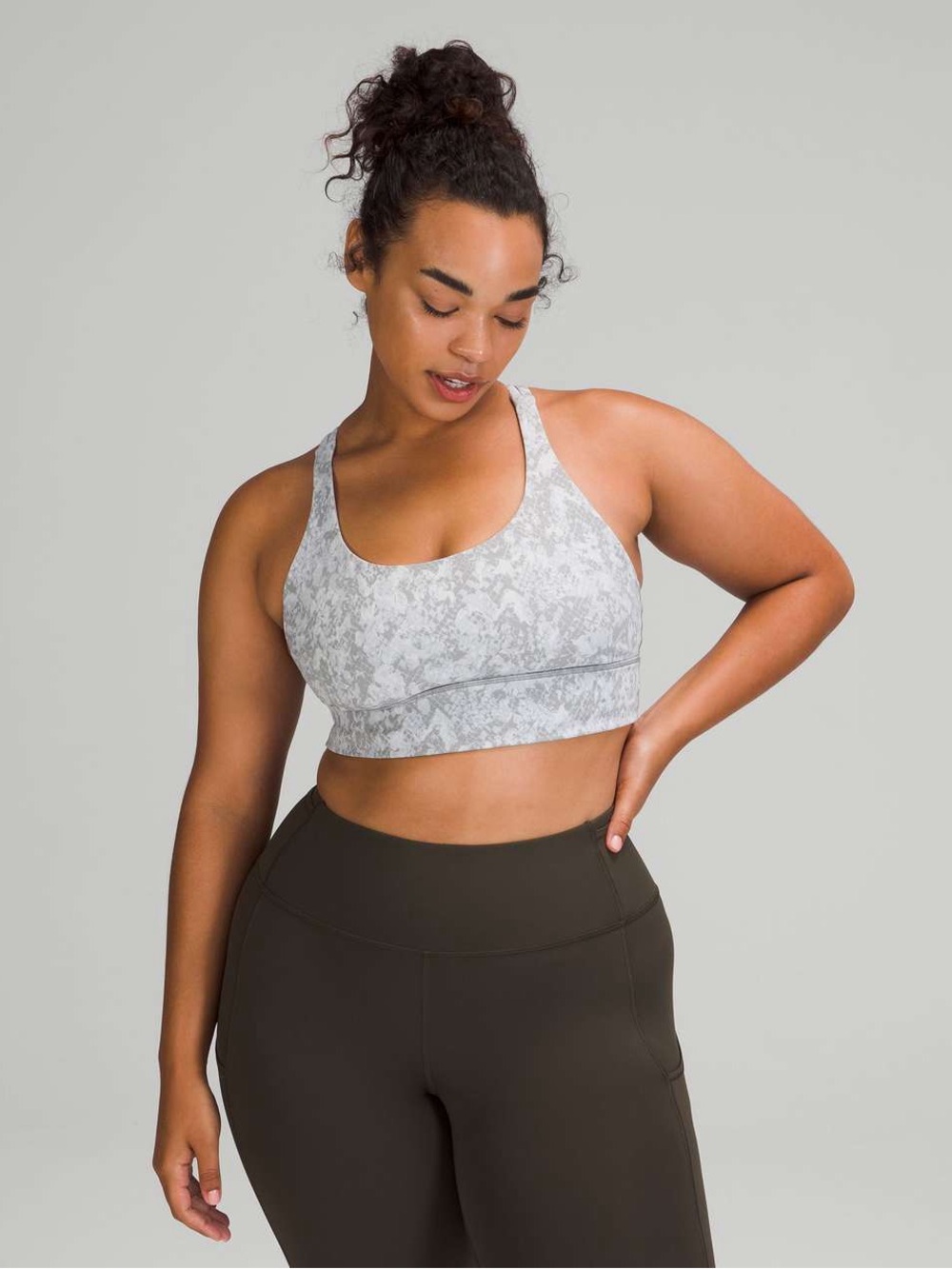 Lululemon Energy Longline Bra Size 8 B-D Cups Hideaway Camo Starlight Grey